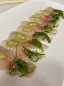 TAI USUZUKURI SASHIMI & CRUNCHY SHALLOTS